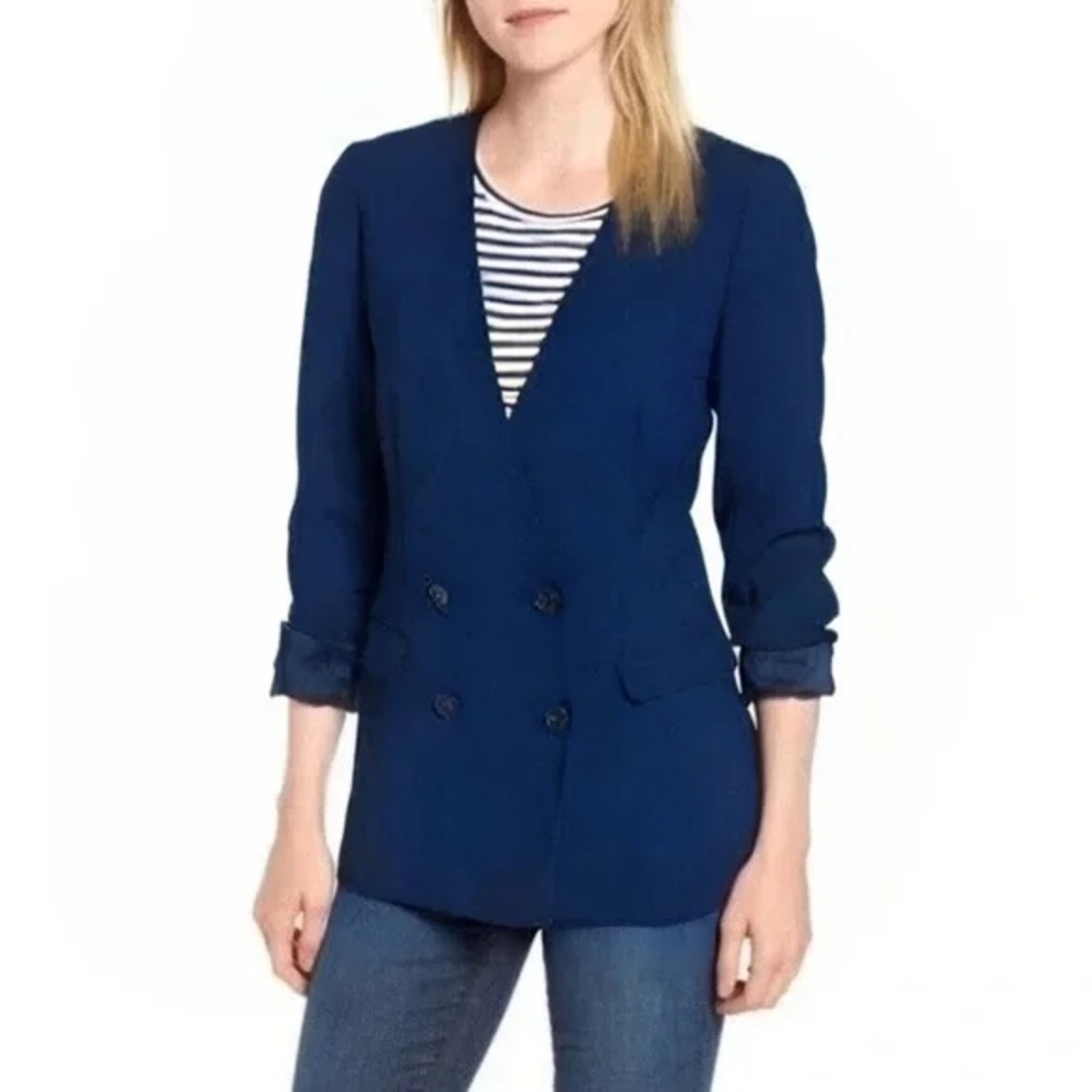 J. Crew Navy French Girl Double-Breasted Blazer